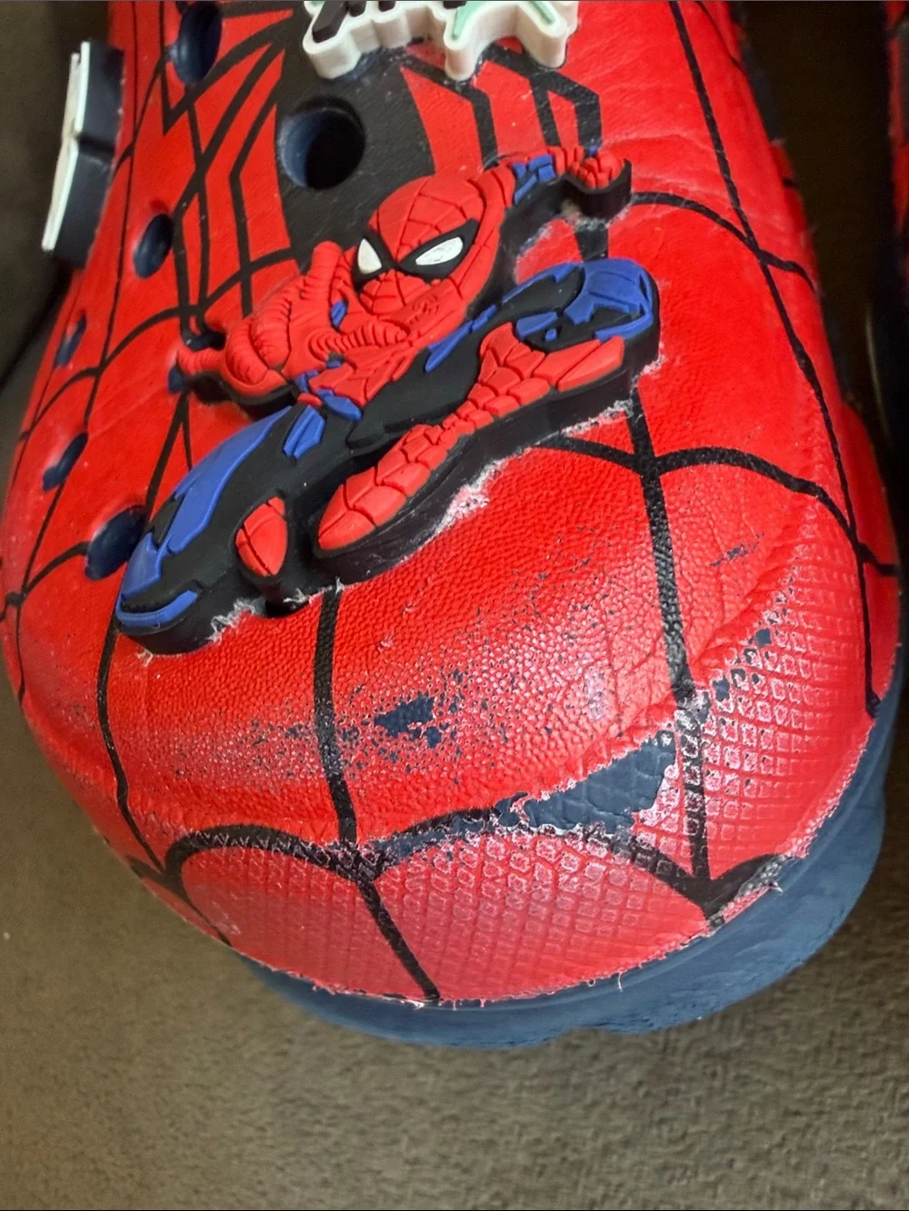 Kids Red Spider Web Slip-On Clogs with Character Accents Junior size 5